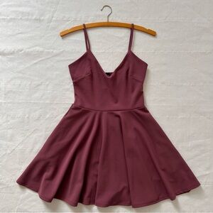 Windsor Mauve V-Neck Spaghetti Strap Skater Mini Dress